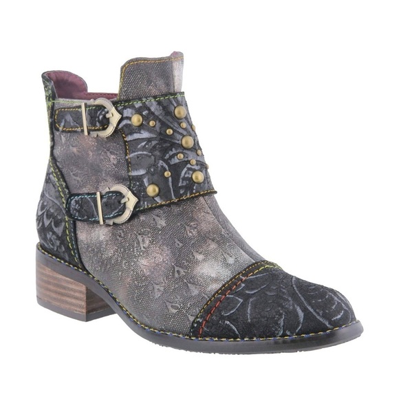 L’ARTISTE Spring Step Nailhead Buckled Ankle Boots Shoes Women’s Size 8 - Picture 1 of 13